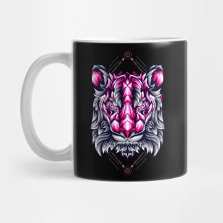 tiger head front crest retro Mug